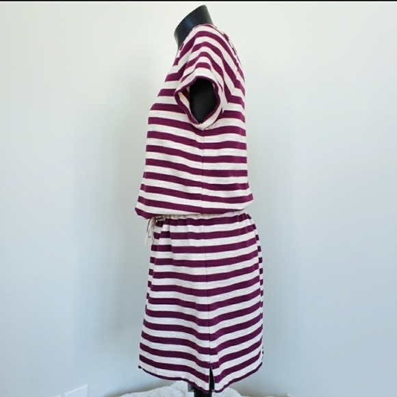 👗 Gap Purple Cream Striped Terry Dress XS Tie EUC - Picture 2 of 7